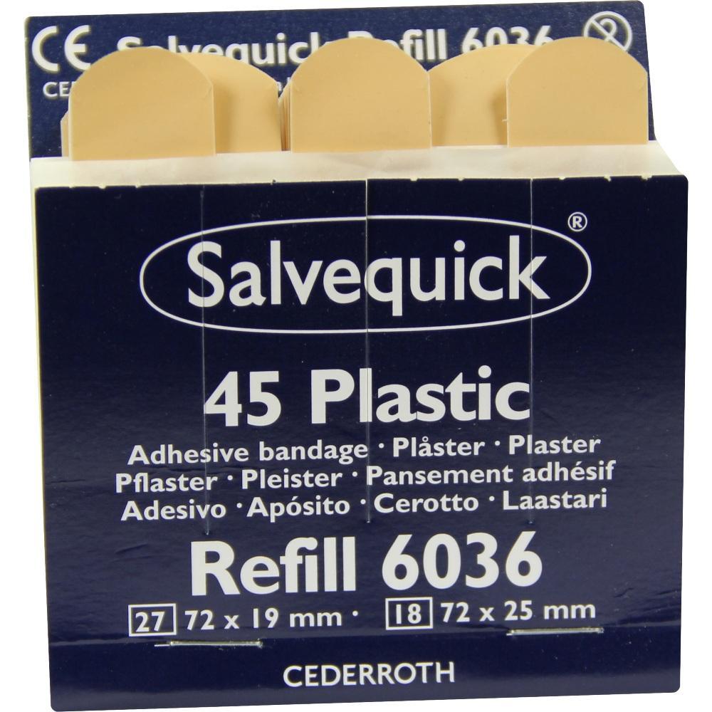 Die schachtel zeigt eine Nachfüllpackung mit 45 Plastikpflastern.